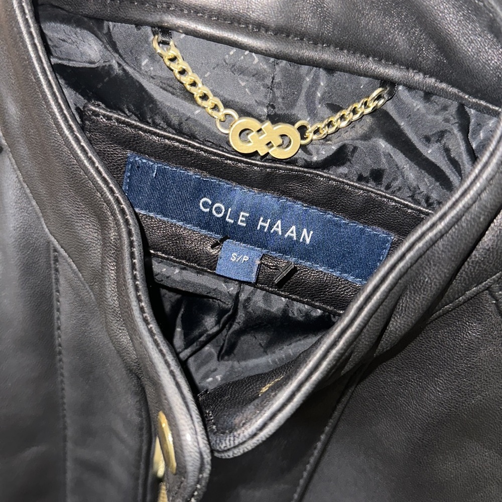 Cole Haan Leather Racer Moto Jacket - Picture 3 of 9